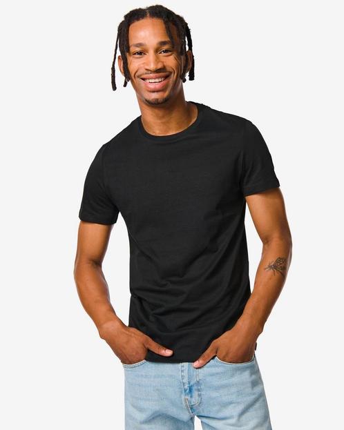 HEMA Heren t-shirt regular fit o-hals - 2 stuks zwart, Kleding | Heren, Overige Herenkleding, Nieuw, Verzenden