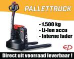 Elektrische Li-Ion pallettruck 1.500 kg, Overige merken, Verzenden, 1000 tot 2000 kg, Palletwagen