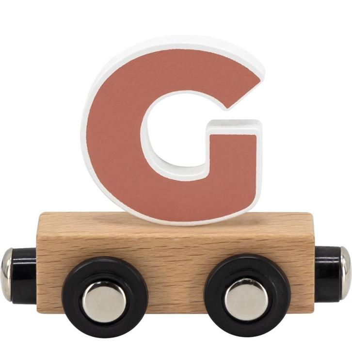 Houten trein letter G – bruin met magneetkoppeling, Kinderen en Baby's, Speelgoed | Houten speelgoed, Nieuw, Ophalen of Verzenden