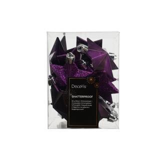 Kerstballen set | Decoris | 12 stuks (Ster, Paars), Diversen, Kerst, Nieuw, Verzenden