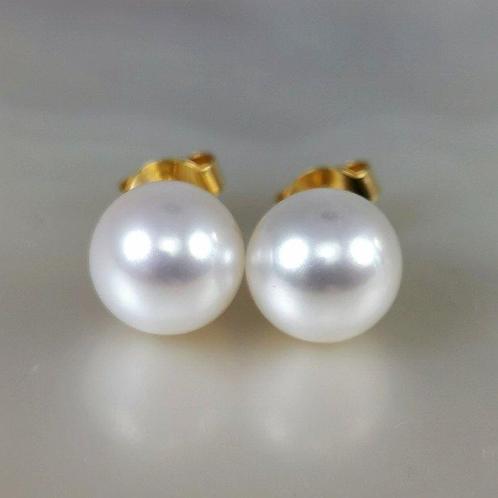 Oorbellen - 18 karaat Geel goud Parel - Akoya RD Ø 8,5x9 mm, Sieraden, Tassen en Uiterlijk, Oorbellen