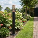 Tuinsokkel - Staande buitenlamp - zwart met koper | 80cm, Ophalen of Verzenden, Nieuw, Netvoeding, Staande lamp