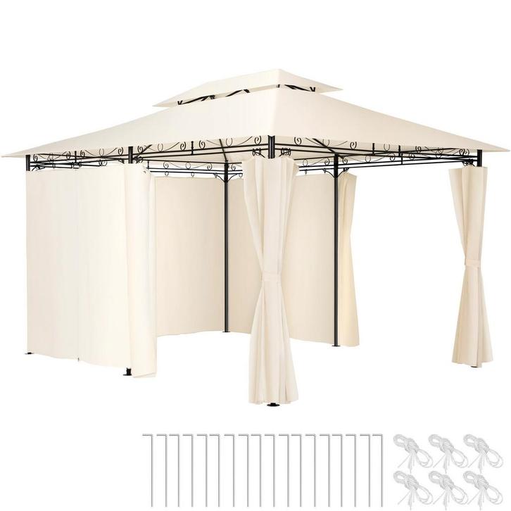 Luxe tuinpaviljoen Emine 4x3m met 6 zijdelen - crème, Tuin en Terras, Partytenten, Verzenden
