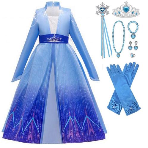 Frozen Elsa prinsessenjurk-inclusief accessoires 92 tm 152, Kinderen en Baby's, Carnavalskleding en Verkleedspullen, Meisje, Nieuw