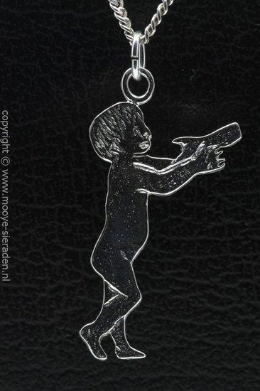 Zilveren Peuter vlak ketting hanger, Sieraden, Tassen en Uiterlijk, Kettinghangers, Verzenden
