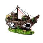 Gezonken boot met net / scheepswrak OS-191 - aquarium decora, Dieren en Toebehoren, Vissen | Aquaria en Toebehoren, Ophalen of Verzenden