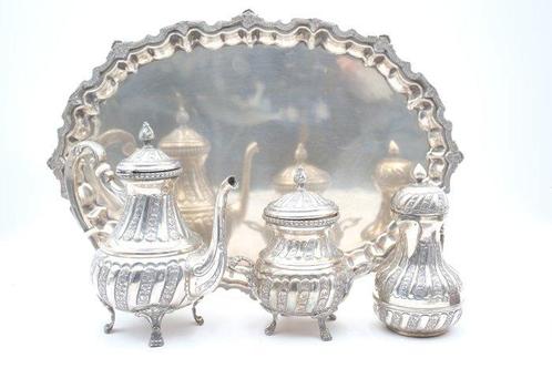 Koffieservies (4) - .900 zilver, Antiek en Kunst, Antiek | Goud en Zilver