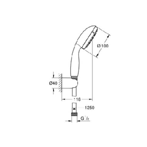 Badset Grohe Tempesta New 2-standen 125 cm Doucheslang, Doe-het-zelf en Verbouw, Sanitair, Ophalen of Verzenden