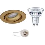 GU10 Inbouwspot Set - Mat Goud - Inbouw Rond - Kantelbaar -, Huis en Inrichting, Lampen | Spots, Metaal of Aluminium, Nieuw, Ophalen of Verzenden