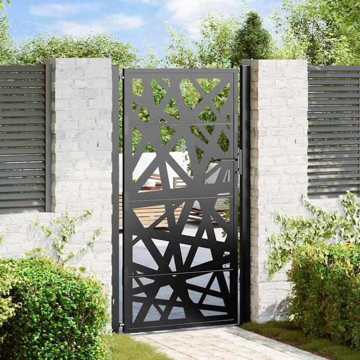 vidaXL Poort met lichtontwerp 100x175 cm staal zwart, Tuin en Terras, Tuinpoorten, Nieuw, Verzenden