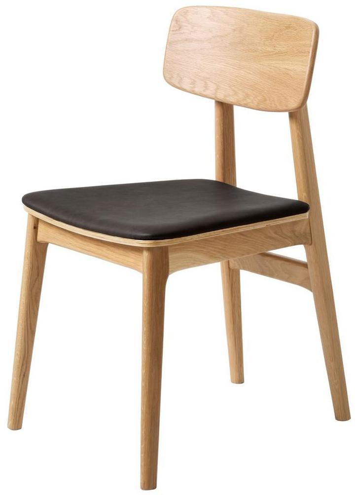 Livo Eetkamerstoel Eiken / Zwart Kunstleder, Huis en Inrichting, Stoelen, Ophalen of Verzenden
