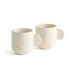 Nieuw! | Set van 2 mugs, gespikkeld aardewerk, Meti, Nieuw, Verzenden
