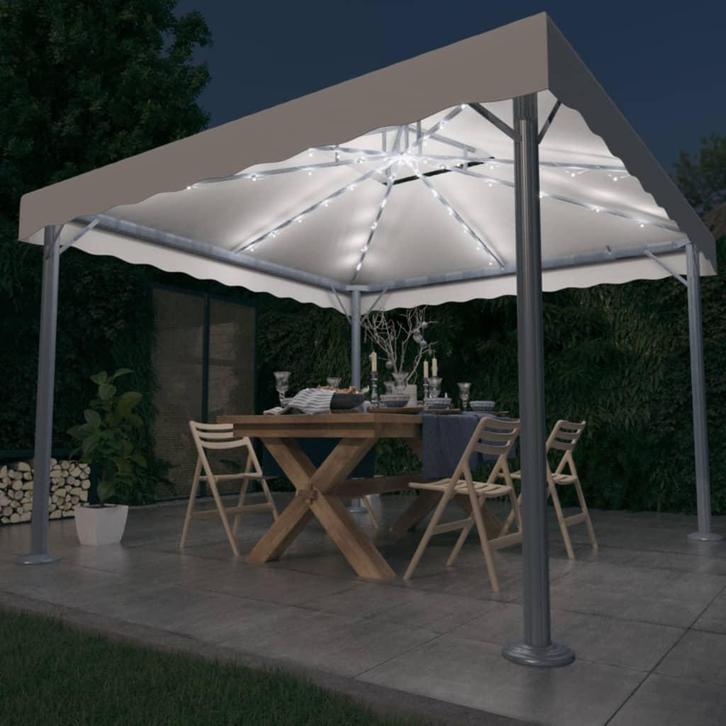 vidaXL Prieel met LED-lichtslinger 300x300 cm aluminium, Tuin en Terras, Partytenten, Nieuw, Verzenden