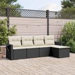 vidaXL 5-delige Loungeset met kussens poly rattan zwart, Verzenden, Nieuw, Rotan, Loungeset