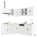 vidaXL 11-delige Keukenkastenset Porto bewerkt hout wit, Huis en Inrichting, Keuken | Keukenelementen, Verzenden, Nieuw, Wit