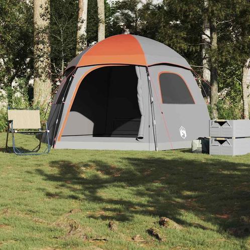 vidaXL Familietent iglo 6-persoons waterdicht grijs en, Caravans en Kamperen, Tenten, Nieuw, tot en met 2, Verzenden