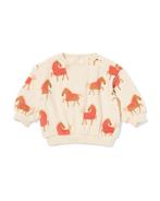 HEMA Babysweater velours paarden ecru, Verzenden, Nieuw