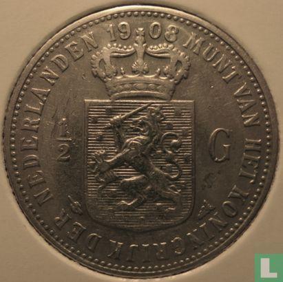Nederland ½ gulden 1908, Postzegels en Munten, Munten | Nederland, Losse munt, Overige waardes, Goud, Zilver, Verzenden