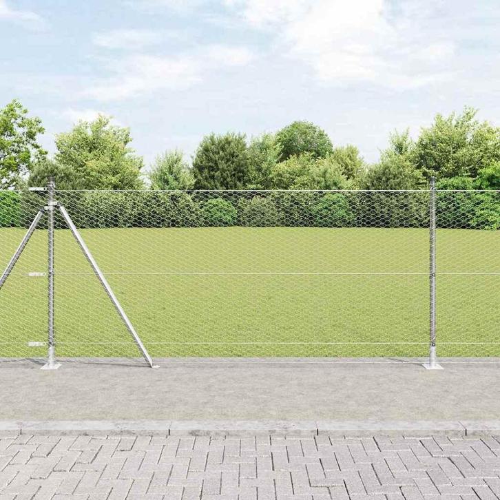 vidaXL Afrasteringspaal Zilver 50 x 1 m (25 mm gaas) Staal, Tuin en Terras, Schuttingen, Nieuw, IJzer, Verzenden
