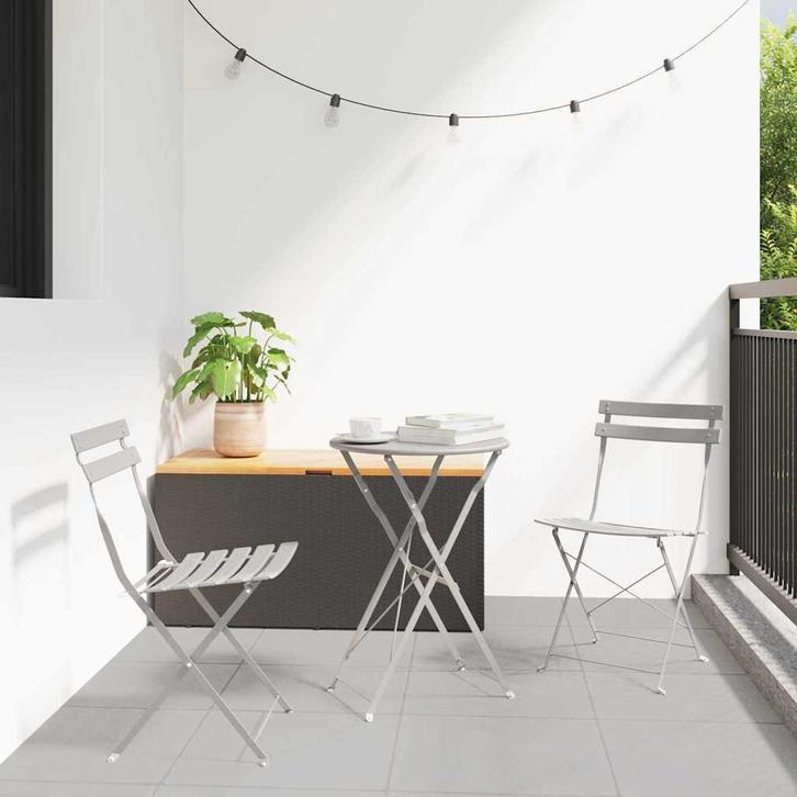 vidaXL Tuin Opvouwbare Stoel 2 pcs Beige 42 x 46 x 82cm, Tuin en Terras, Tuinstoelen, Nieuw, Metaal, Verzenden