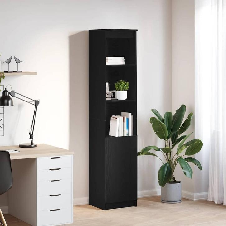vidaXL Highboard 37,5x35x180 cm spaanplaat zwart, Huis en Inrichting, Kasten | Buffetkasten, Nieuw, Overige houtsoorten, Verzenden