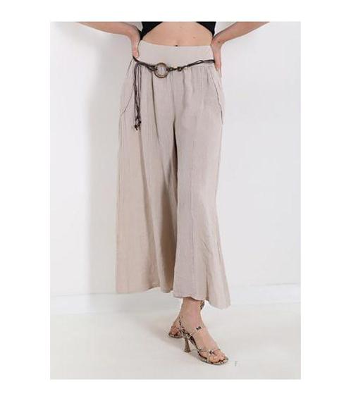 Linnen lange broek, Beige kleur, zijzakken en ceintuur,, Kleding | Dames, Broeken en Pantalons