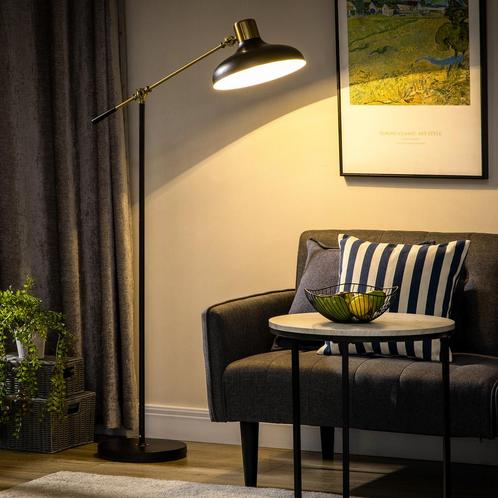 Vloerlamp - Verstelbare leeslamp - Zwenkbaar - Zwart, Huis en Inrichting, Lampen | Tafellampen, Nieuw, Stof, Ophalen of Verzenden