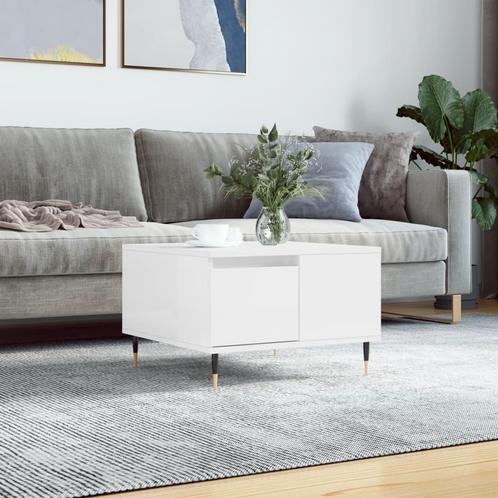 vidaXL Salontafel 55x55x36,5 cm bewerkt hout hoogglans wit, Huis en Inrichting, Tafels | Salontafels, 50 tot 100 cm, Nieuw, Overige houtsoorten