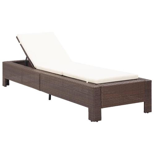 vidaXL Ligbed met kussen poly rattan bruin, Tuin en Terras, Ligbedden, Nieuw, Verzenden