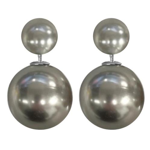 Fako Bijoux® - Oorbellen - Double Dots - Parel - Mat Zilver, Sieraden, Tassen en Uiterlijk, Oorbellen, Verzenden