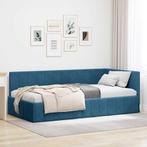 vidaXL Hoekbedframe met hoofdeinde Blauw 90 x 200 cm Fluweel, Verzenden, Nieuw, Blauw, Hout