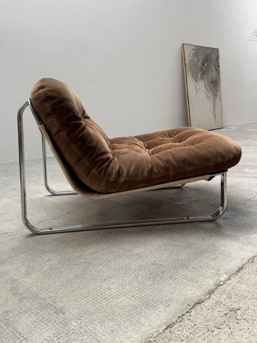 Lounge stoel - Suède, Chroom, Antiek en Kunst, Antiek | Meubels | Stoelen en Banken