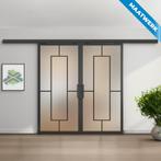 Dubbele stalen Schuifdeuren met koofsysteem Zwart 5 Vlaks Ma, Nieuw, Metaal