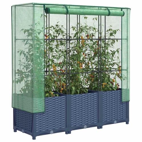 Plantenbak Verhoogd Rattanlook + Kas - Retourdeal! 35% Ko..., Tuin en Terras, Bloembakken en Plantenbakken, 60 cm of meer, 100 cm of meer