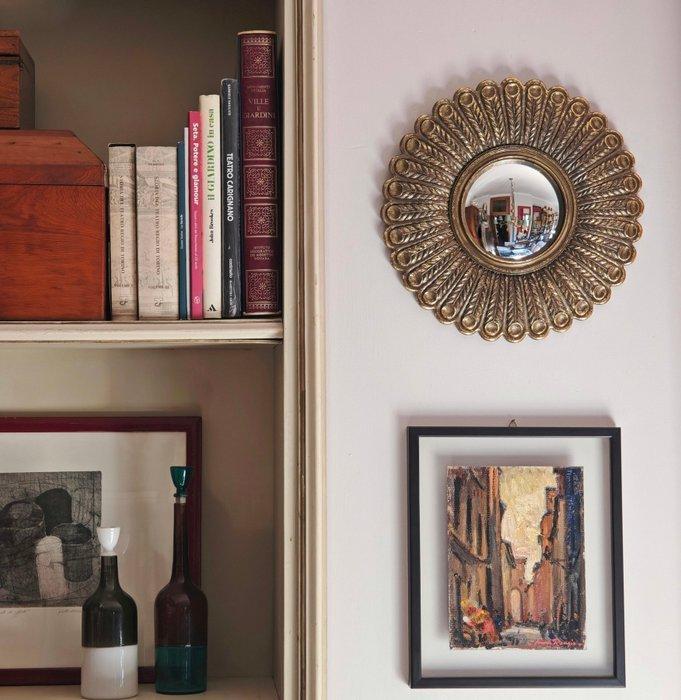 Wandspiegel- Heks Oog / Butler - Glas, Hars - Convexe pauw, Antiek en Kunst, Curiosa en Brocante