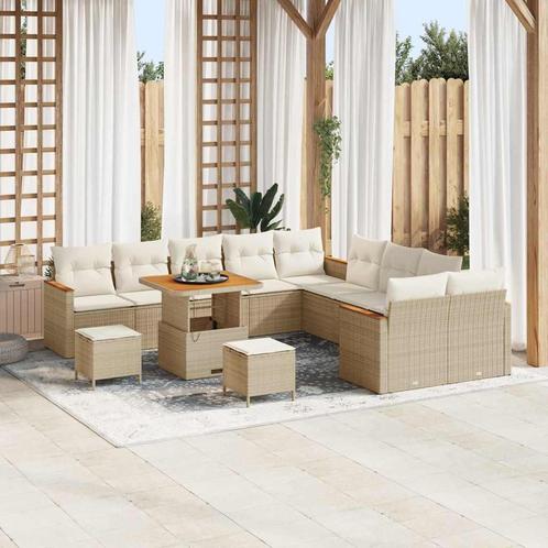 vidaXL Tuin Sofa Set met kussen 13 pcs Beige Poly riet, Tuin en Terras, Tuinsets en Loungesets, Nieuw, Rotan, Verzenden