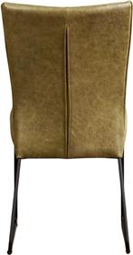Olijfgroene leren industriële eetkamerstoel - Vintage Leer O, Huis en Inrichting, Stoelen, Overige kleuren, Nieuw, Leer, Ophalen of Verzenden