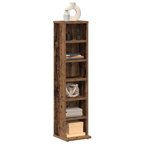 vidaXL Cd-kast 21x20x88 cm bewerkt hout oud houtkleurig, Huis en Inrichting, Woonaccessoires | Cd- en Dvd-rekken, Nieuw, Verzenden