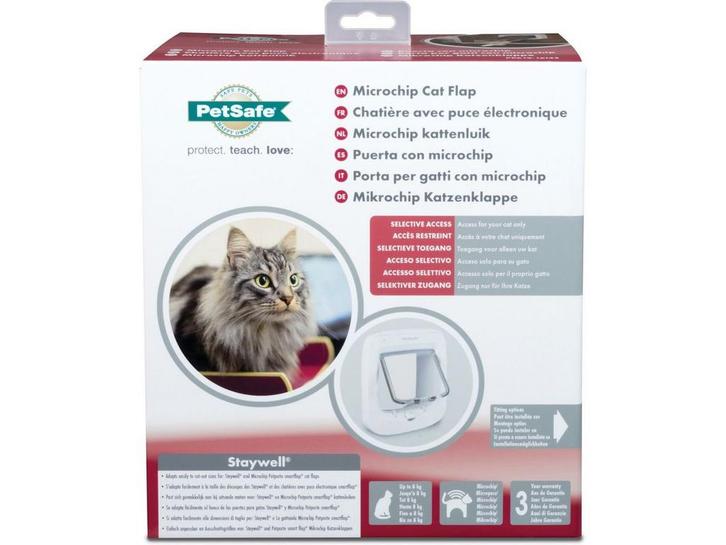 PetSafe Microchip - Kattenluik - Tot 8 kg - Wit - 12,2 x, Huis en Inrichting, Overige Huis en Inrichting, Nieuw, Verzenden