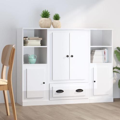 vidaXL buffetkasten 3 st bewerkt hout hoogglans wit, Huis en Inrichting, Kasten | Buffetkasten, Nieuw, Overige houtsoorten, Verzenden