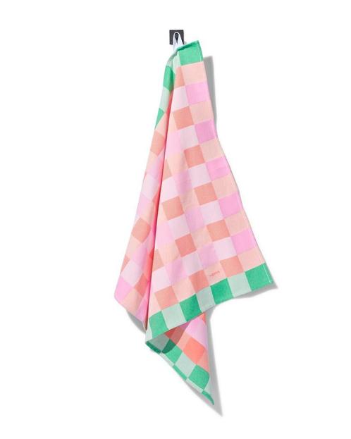 HEMA Theedoek 65x65cm katoen ruiten roze van €3.99 voor sale, Hobby en Vrije tijd, Theezakjes, Verzenden