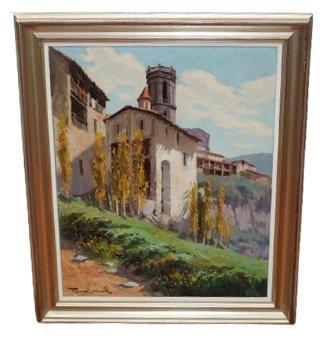 Francisco Carbonell Massabé (1928) - El campanario de Rupit, Antiek en Kunst, Kunst | Schilderijen | Klassiek