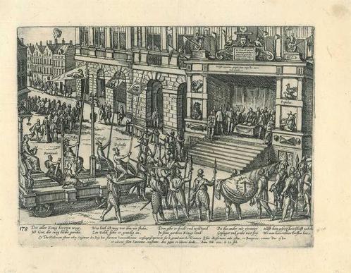 Historische prent van Antwerp, Antiek en Kunst, Kunst | Etsen en Gravures