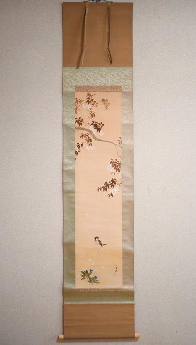 Spring Scenery - Cherry Blossoms and small BirdSparrow-, Antiek en Kunst, Antiek | Overige Antiek
