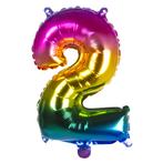 Regenboog Cijfer Ballon 2 Jaar 36cm, Verzenden, Nieuw