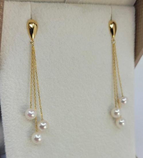 Oorbellen - 18 karaat Geel goud - 5 mm Akoya Parel, Sieraden, Tassen en Uiterlijk, Oorbellen