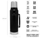 Stanley The Legendary Classic 1 ltr thermosfles - mat zwart, Nieuw