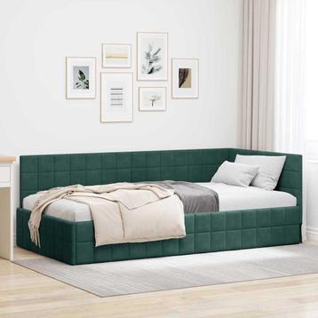 vidaXL Hoekbedframe met hoofdeinde Donkergroen 100 x 200 cm beschikbaar voor biedingen