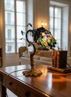 Tafellamp - Grape Bunch Lamp - Vine & Gold Leaf Style -