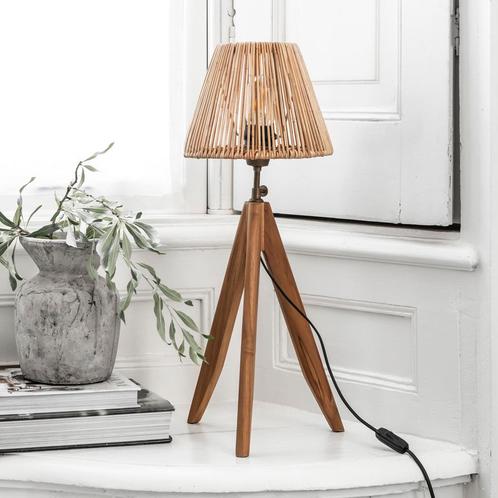 *WOONWINKEL* Must Living Montecristo Teak Tafellamp Met Rota, Huis en Inrichting, Lampen | Tafellampen, Nieuw, Verzenden